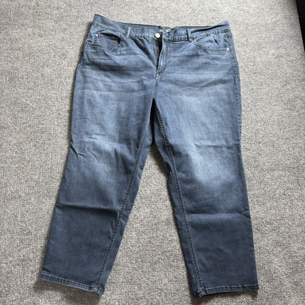 Womens Dark Wash Straight Leg Petite Jeans Denim Stretch Pants Sz 22WP Terra&Sky